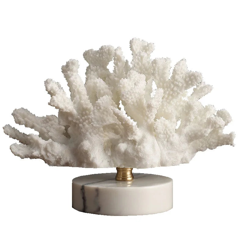 Imitation Coral Ornaments Crystal Metal Tree Glass Vase Hollow Metal Frame Resinous Coral Ocean Decorative Figurines Home Decor