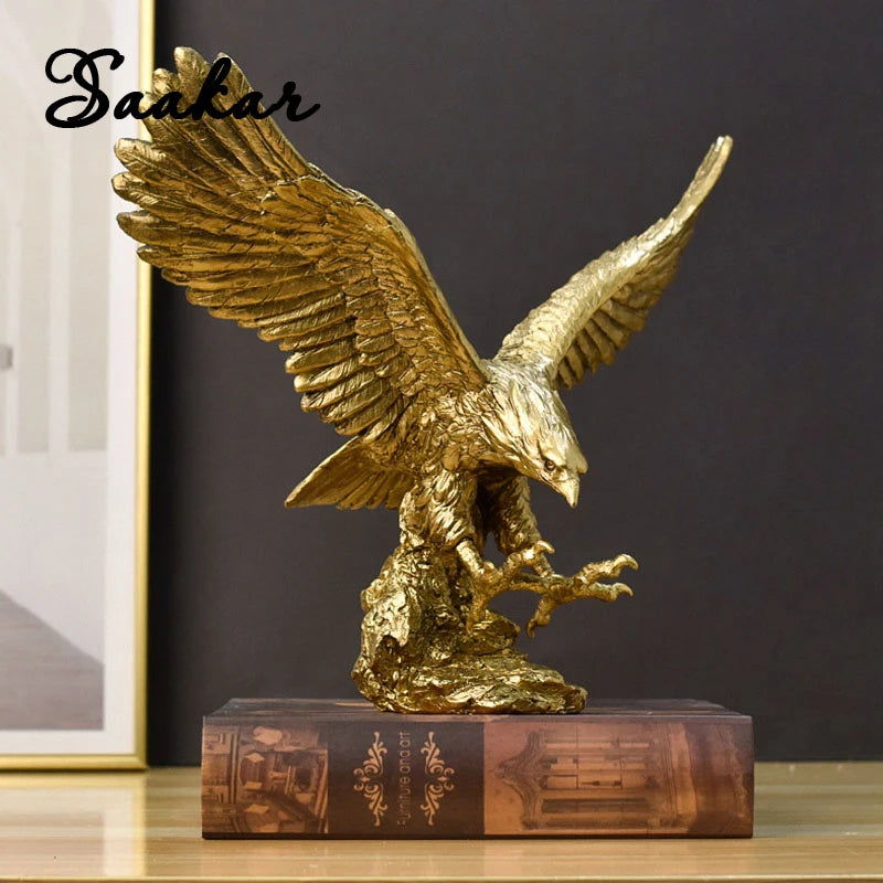 Majestic Golden Eagle Statue in Resin Sophistication for your decor!