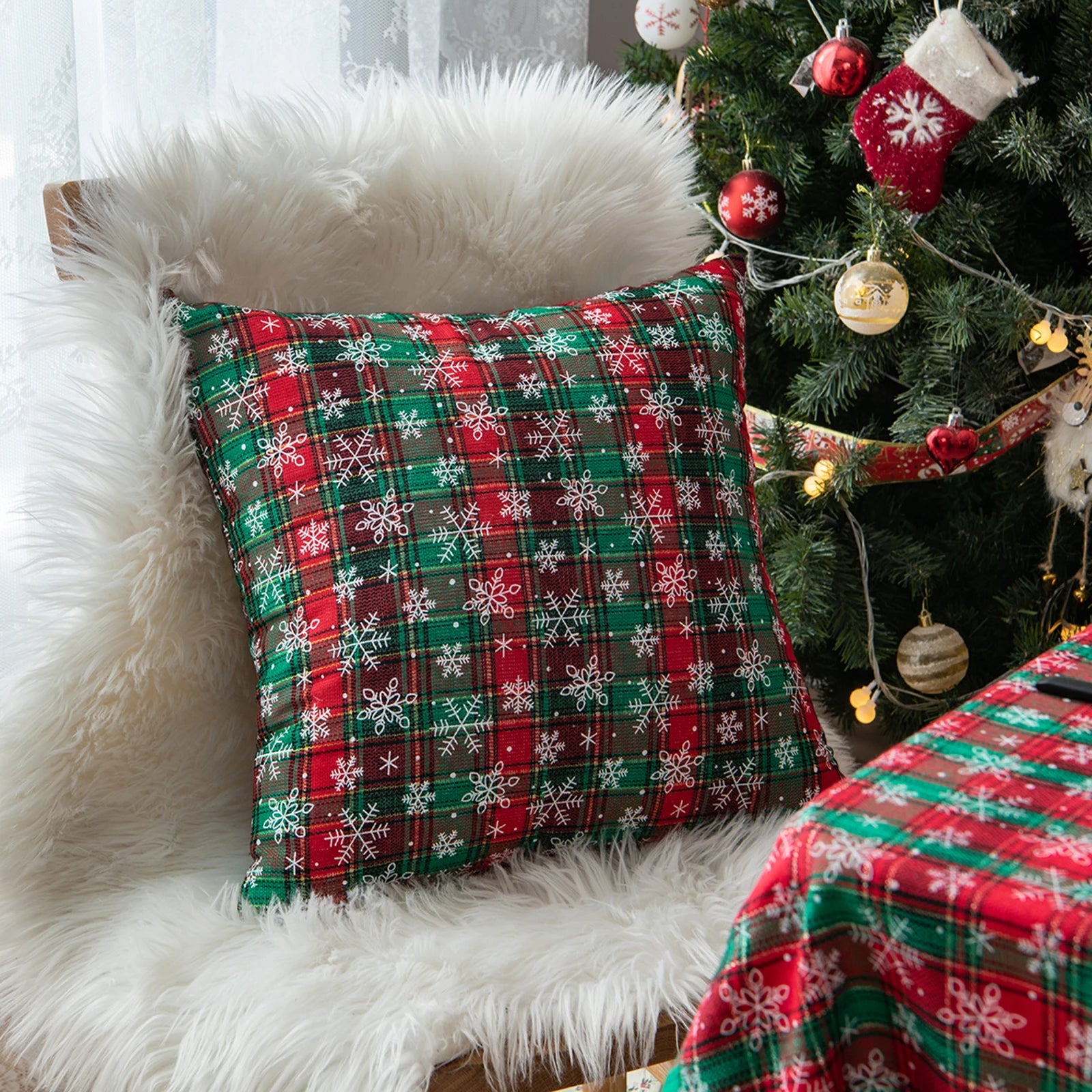 Scottish plaid Christmas pillowcases