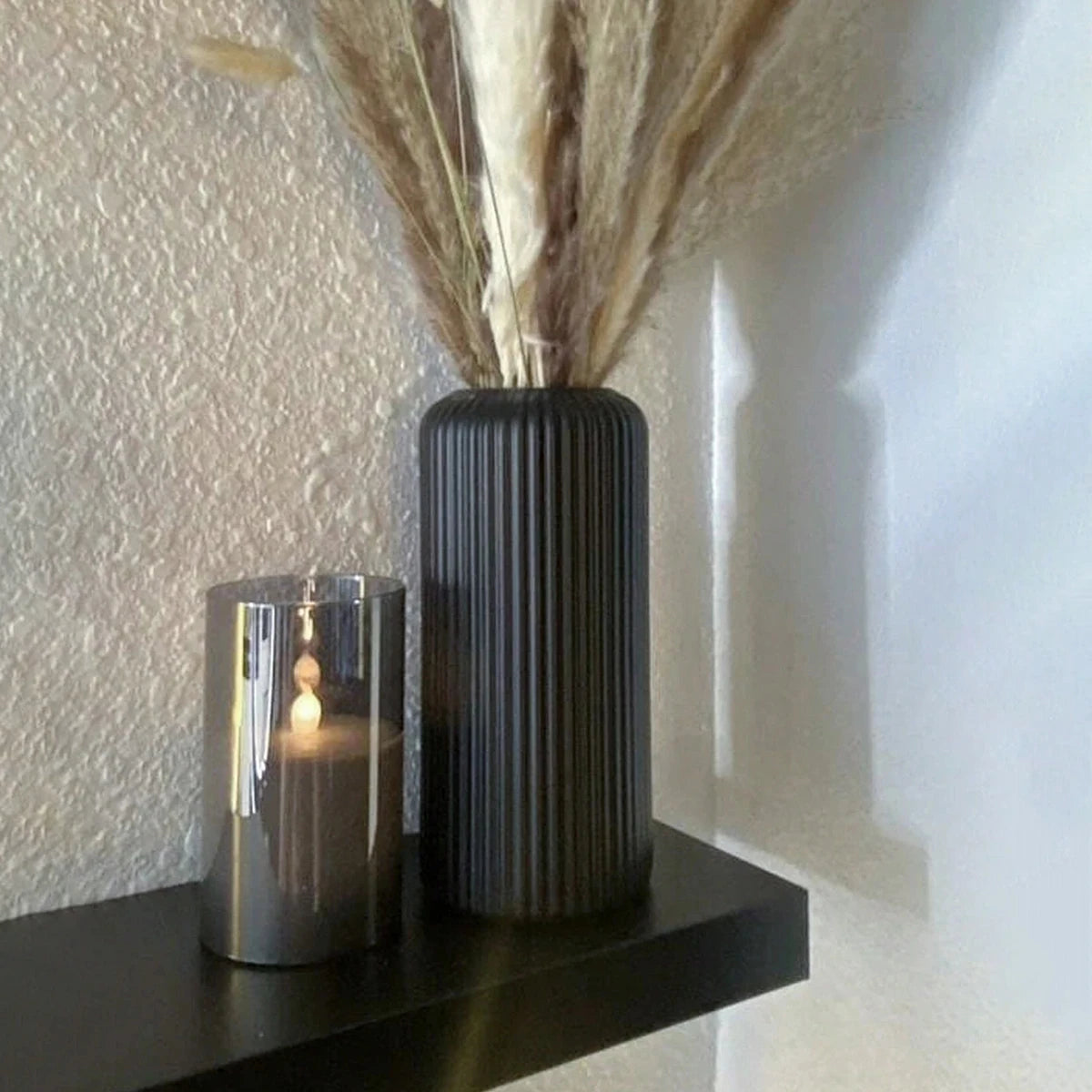 Striped Plastic Vase with Ceramic Finish for Flowers