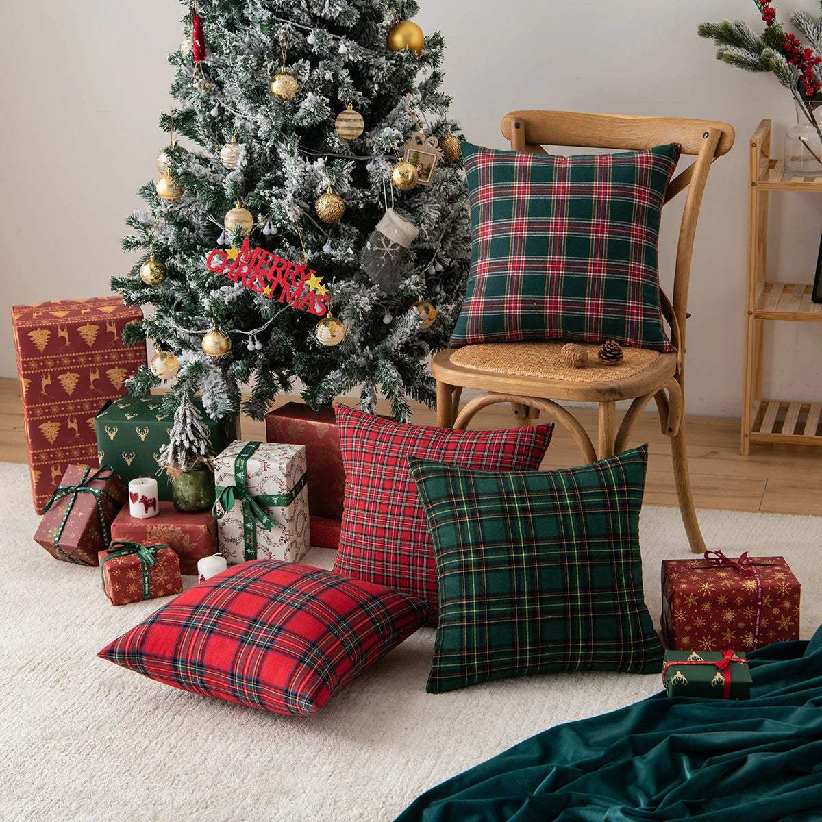 Scottish plaid Christmas pillowcases