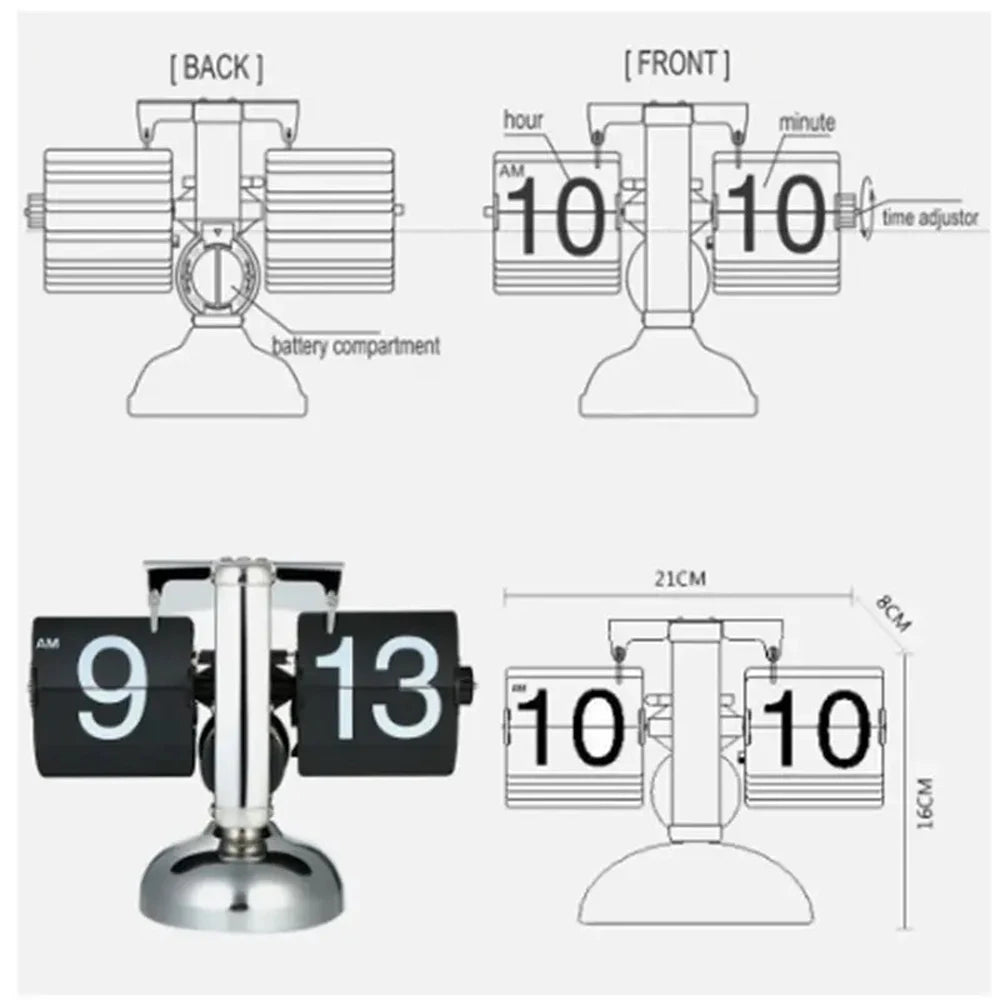 Table clock with automatic page turner - Modern decor with a touch of technology